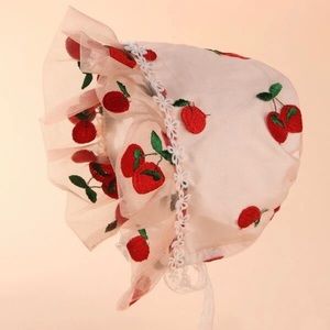 Tulle Cherry Baby Bonnet